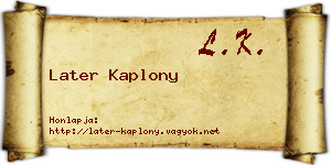 Later Kaplony névjegykártya